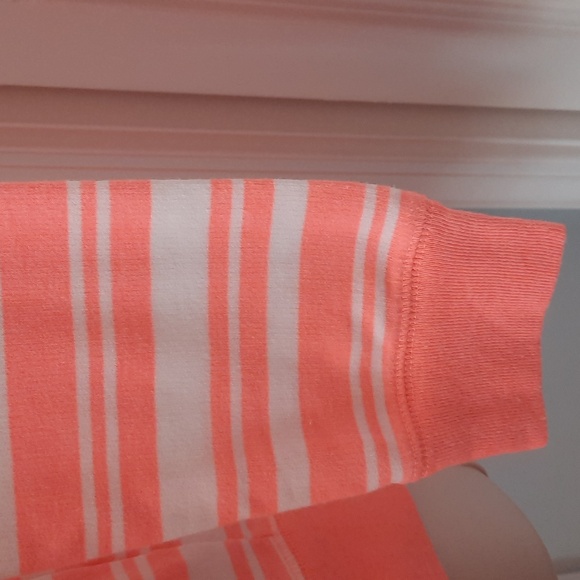 Gap Peach Neon Striped Hooded Sweatshirt sz Medium - Picture 4 of 5